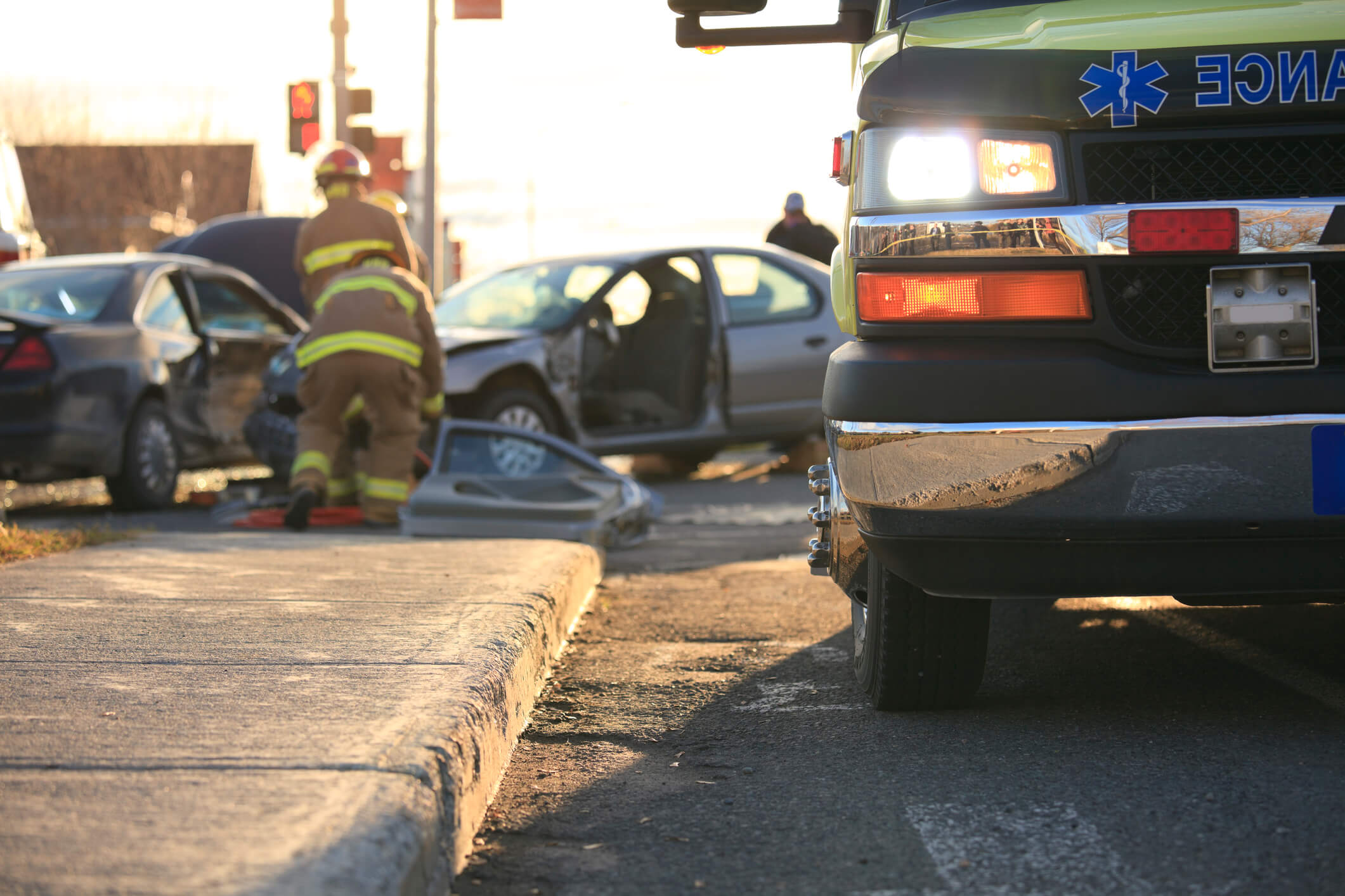 Two Car Crash Accident with Ambulance